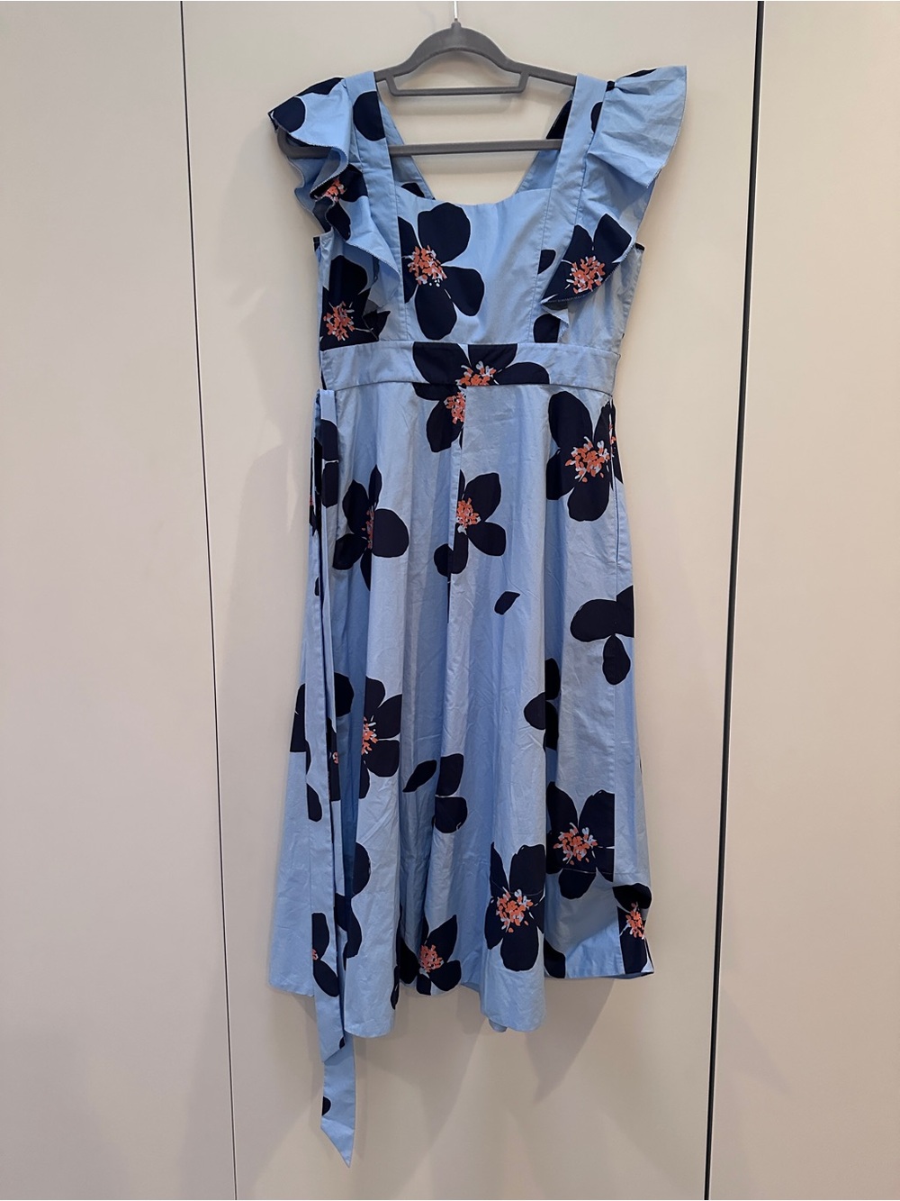 kate spade Grand Flora Poplin Blue Midi Dress with Navy Floral Print - sz 10 - Picture 4 of 4